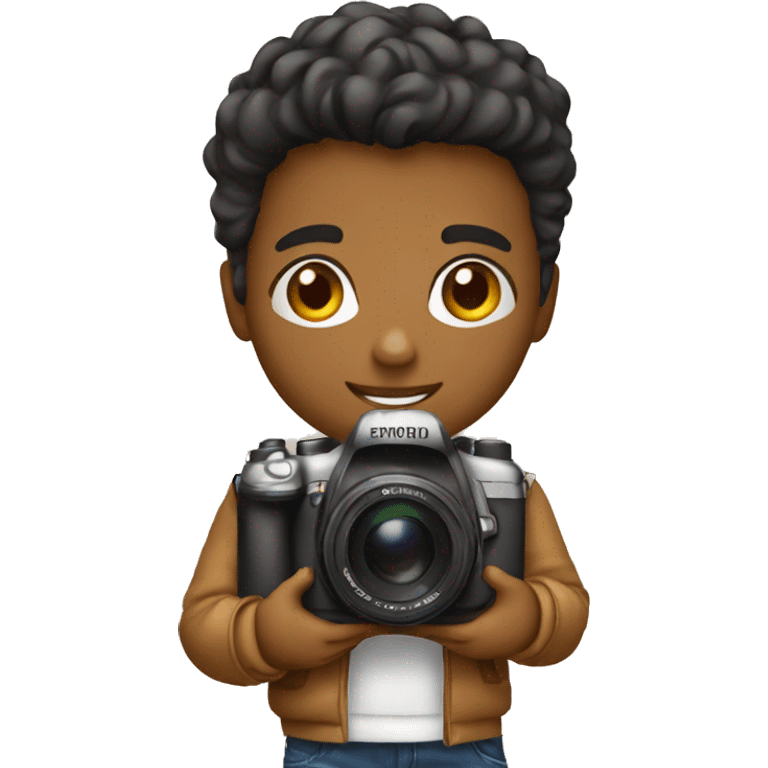 young blogger with camera emoji