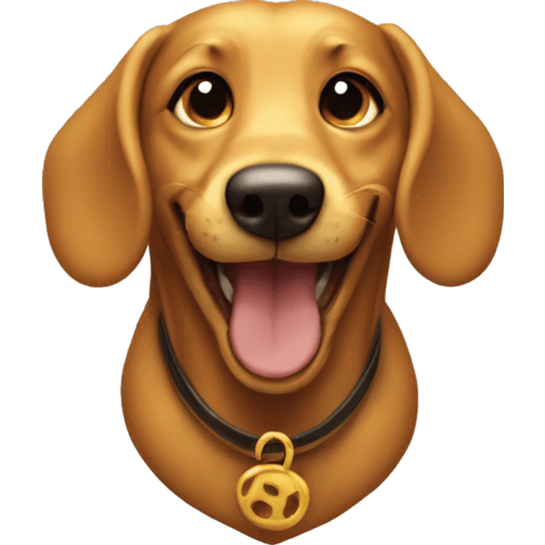 Creat a golden wiener dog smiling emoji