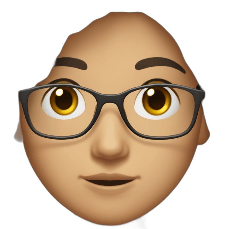 Uzbek teenager, dark brown a bit shiny hair with thin metal view glasses emoji