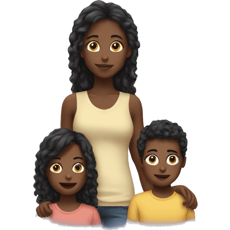 black girl long hair with two sons emoji