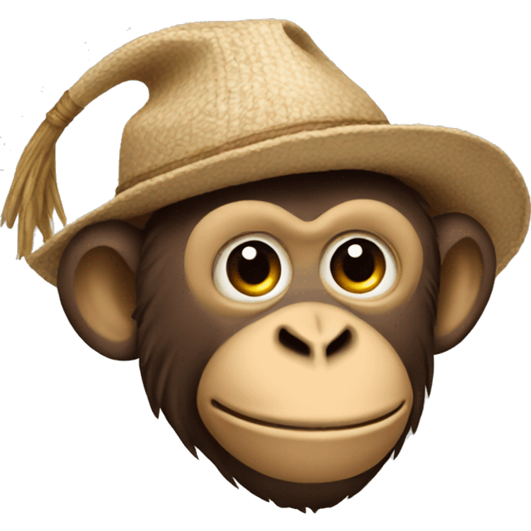 monkey with a cotton picker hat on emoji