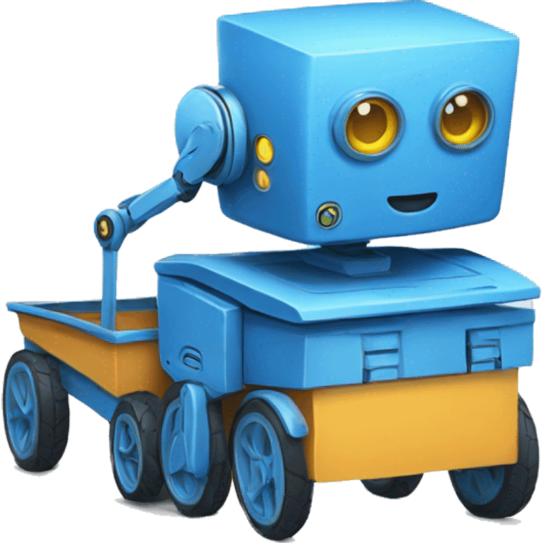 blue robot with a pancart emoji