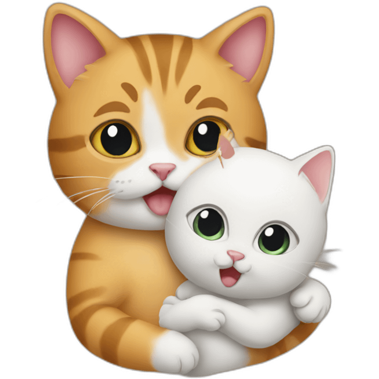 cat holding a baby cat emoji