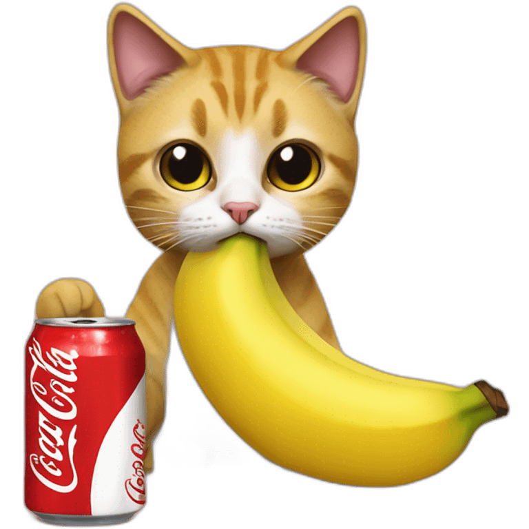 a cat dressed as a banana drinks Coca Cola emoji