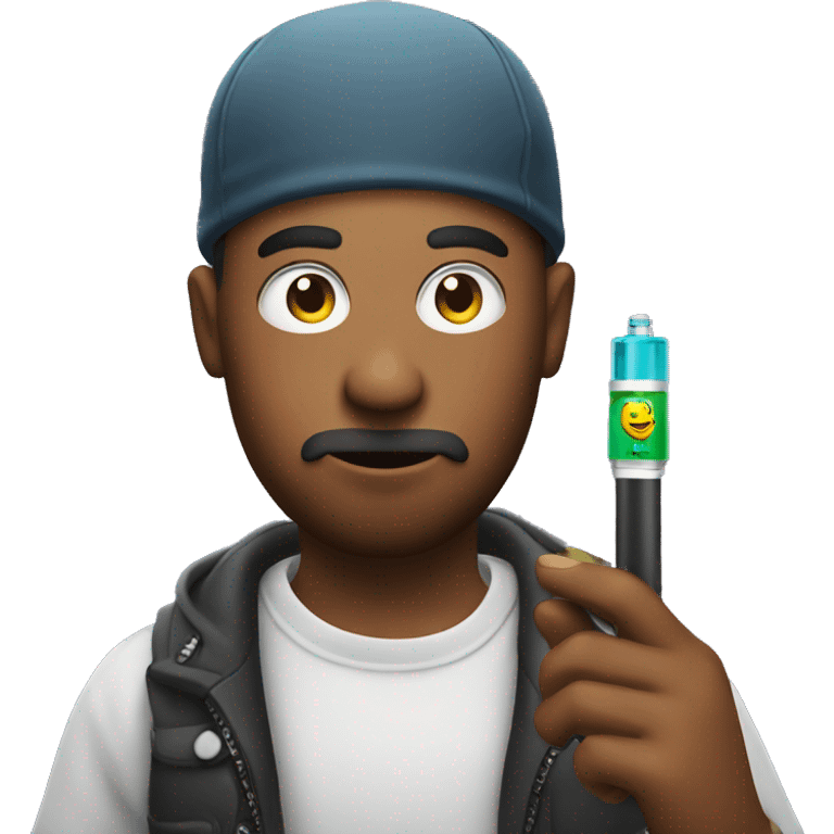 Person holding a vape emoji