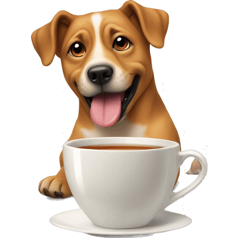 dog sticks out tongue with cup of tea emoji