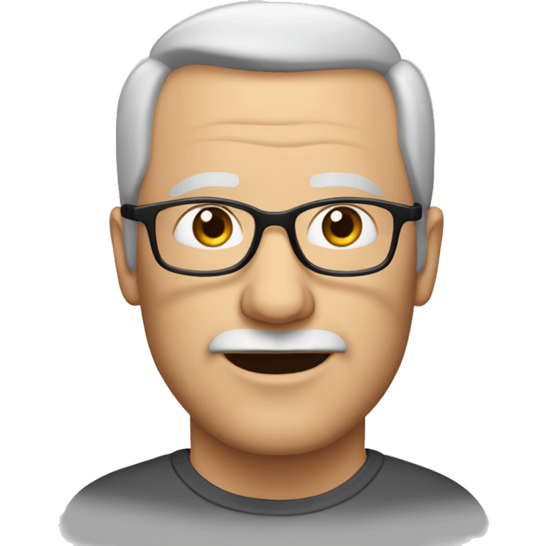 a white middle aged man with glasses an receding hairline, gray hair and stubble emoji