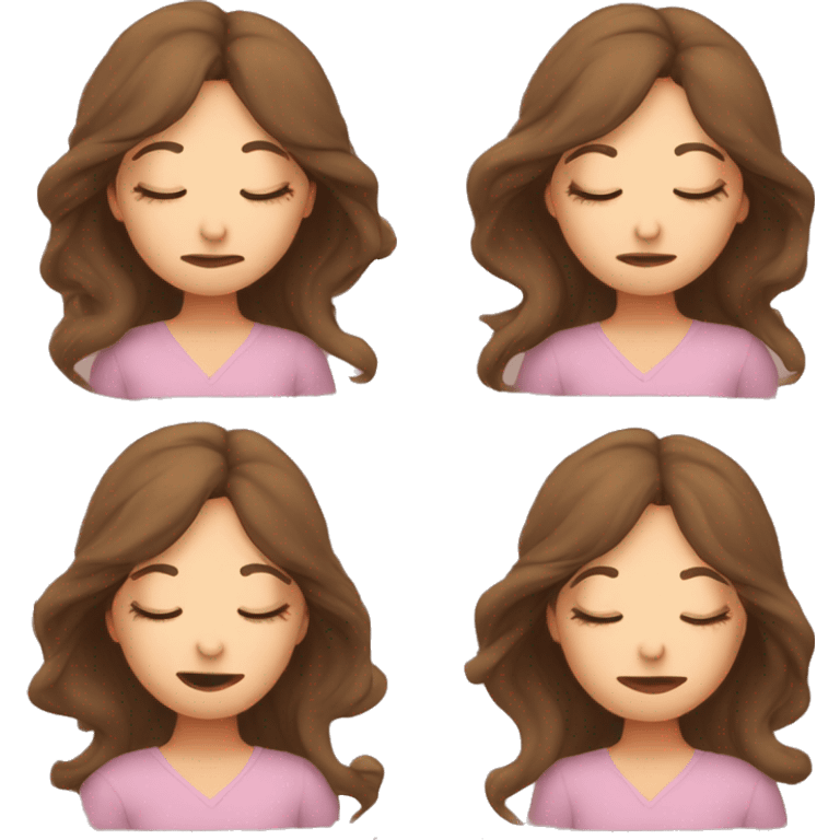 Sleepy 40 yr old woman Triplets brown hair emoji