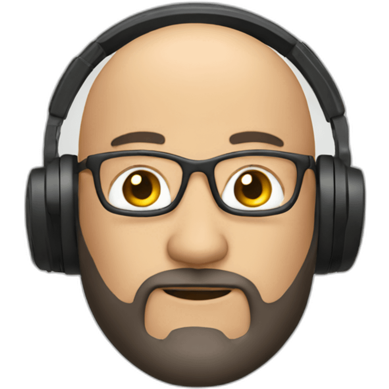 bald CTO with beard with headphones emoji