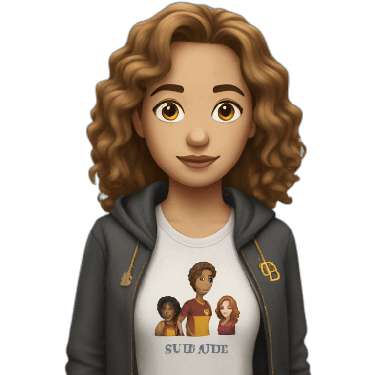 Hermione Granger wears a T-shirt with the word Sude on it emoji