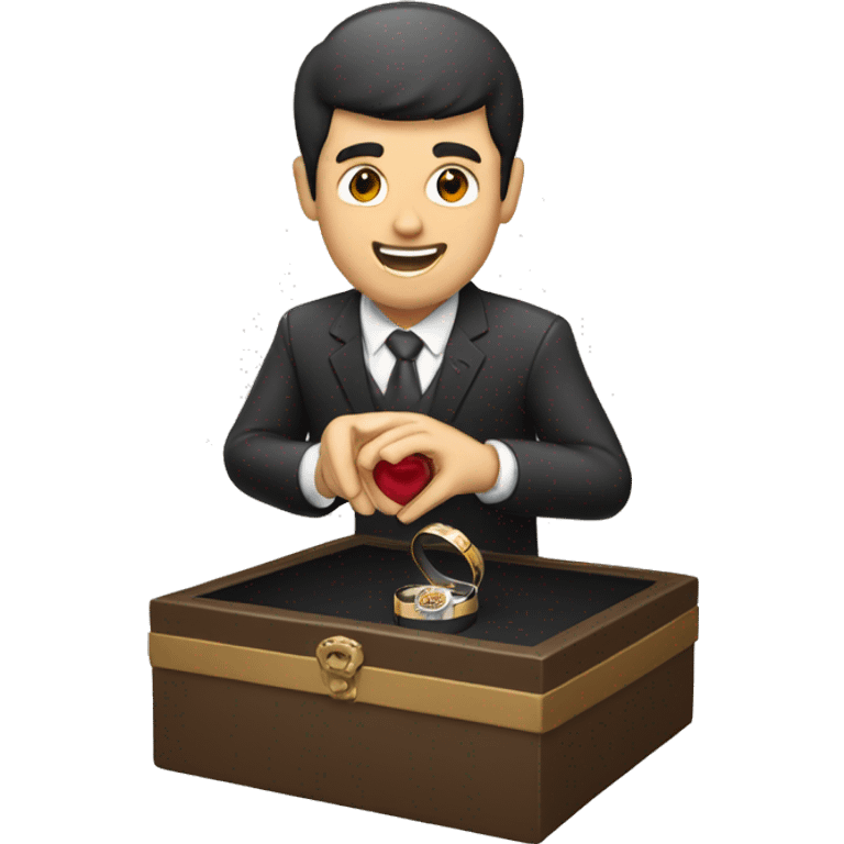 Man proposing with a ring in a ring box emoji