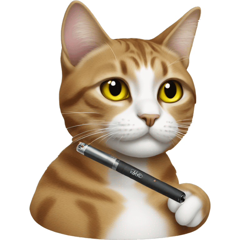 A cat smoking a vape pen emoji