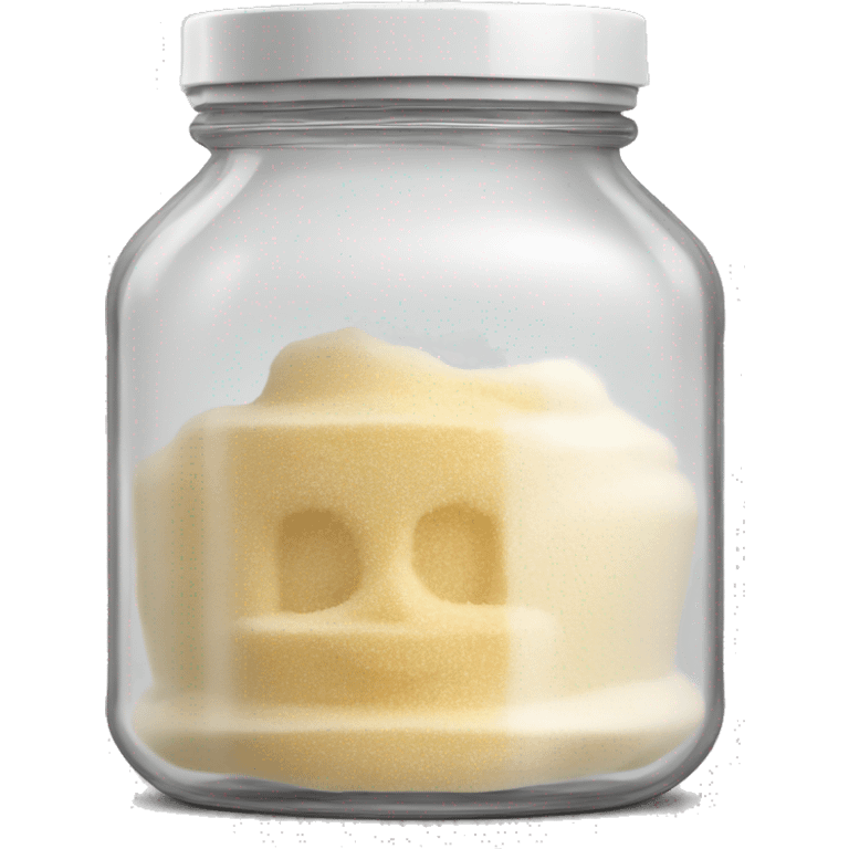 Realistic clear locking lid glass jar of powder sugar emoji