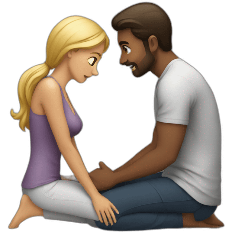 Woman on knees facing man emoji