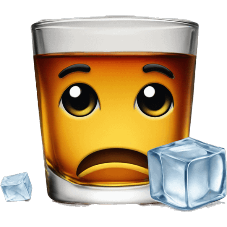 whiskey with  2 ice cubes  Shot glass tumbler  emoji