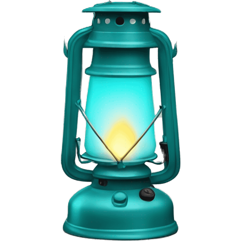 Realistic camping turquoise lit camping lantern lisolated. emoji