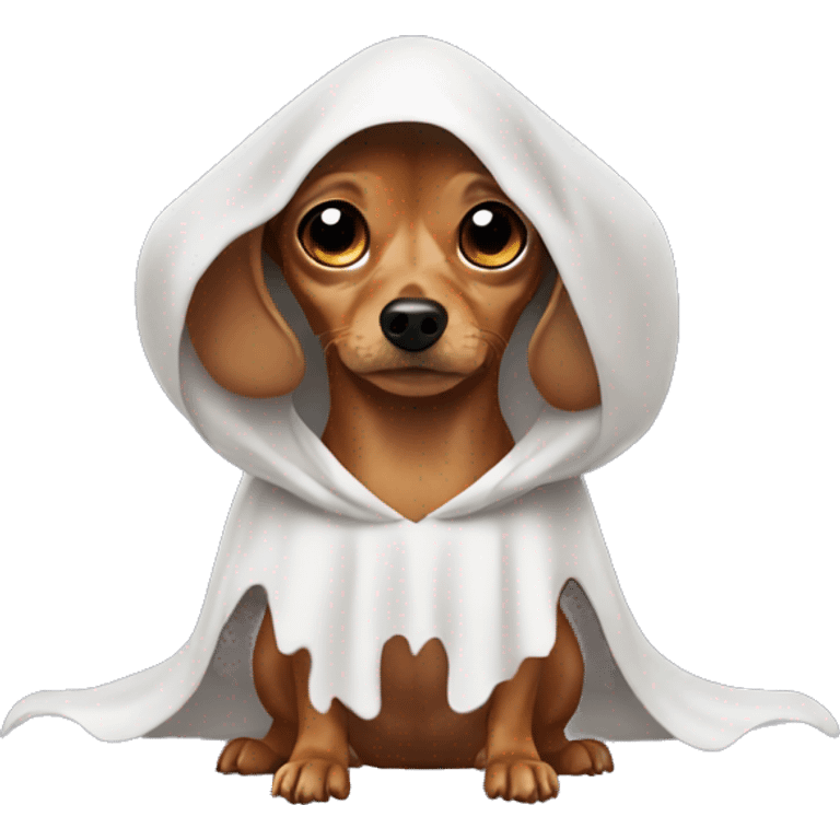 brown chiweenie in a ghost costume emoji