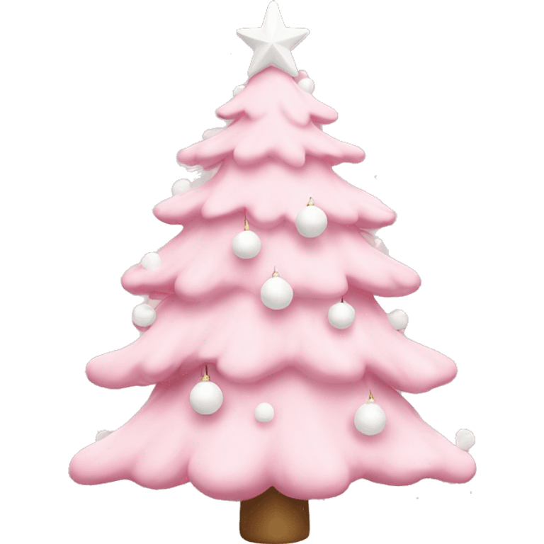 baby pink Christmas tree with white ornaments emoji