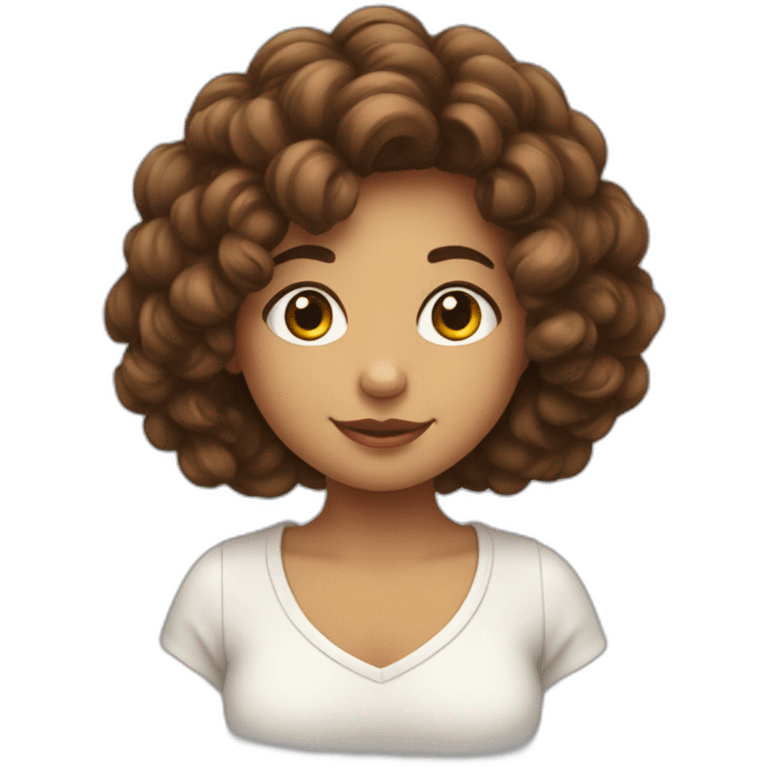 Fille avec de cheveux bouclés bruns emoji