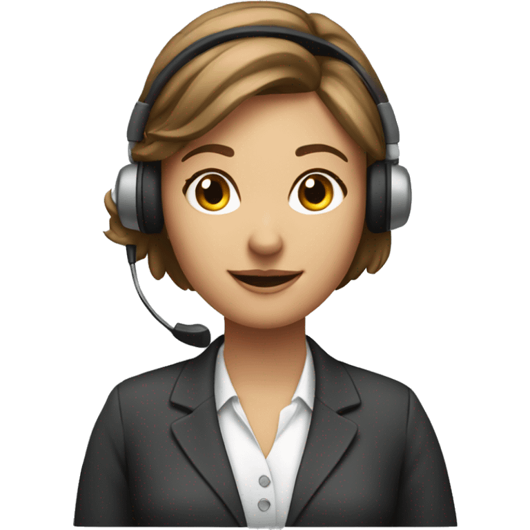 A female front desk assistant with a headset on for taking calls emoji