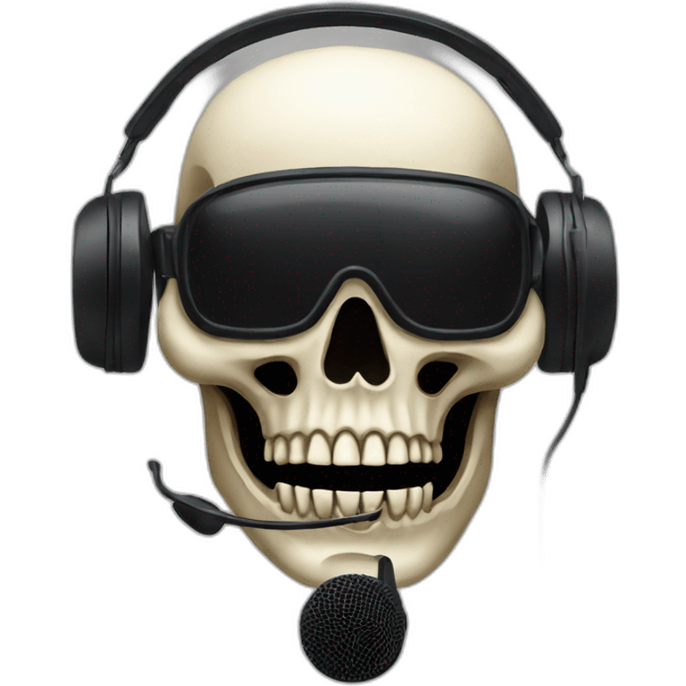 Military Skeleton mask with a long black mask underneath it and headset with a microphone emoji