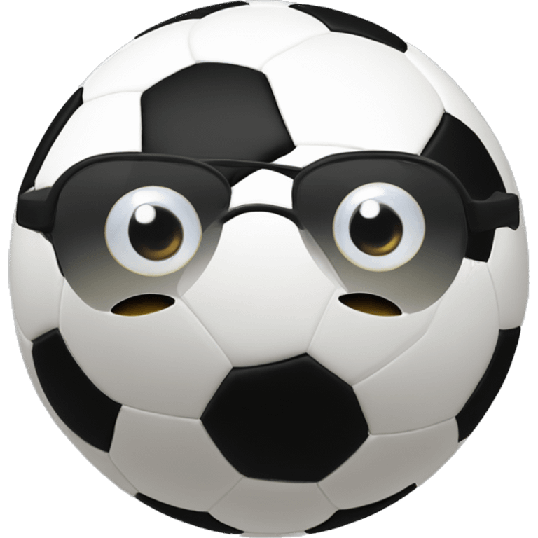 soccer ball with eyes, ear, noisr, mouth and black paste glasses emoji