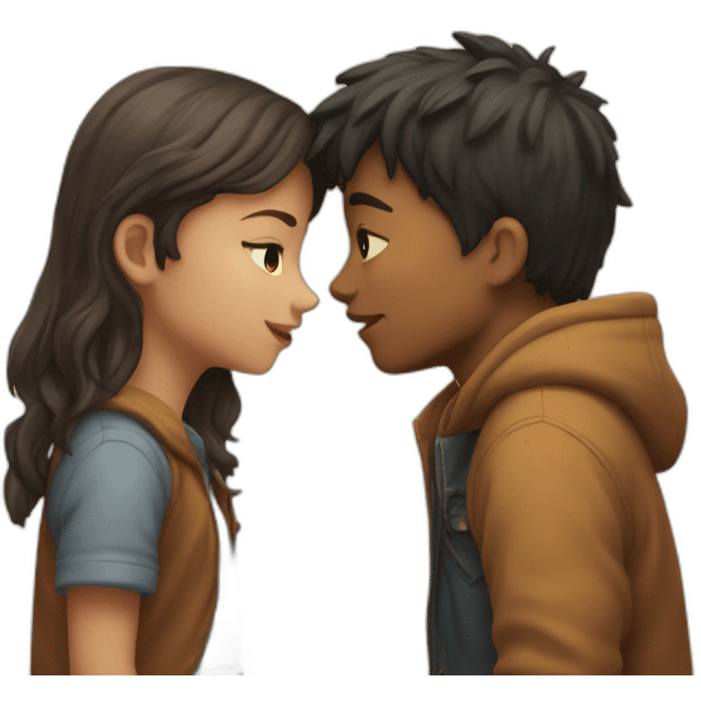 A boy and a girl kisss each other emoji