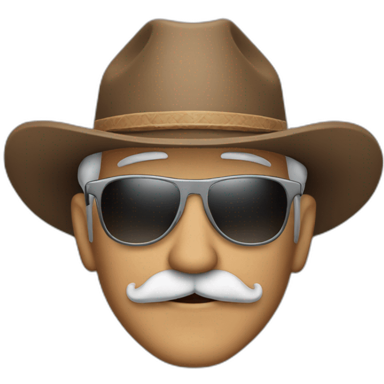 Hispanic old man with with mustache, sunglasses aviator and cowboy hat emoji