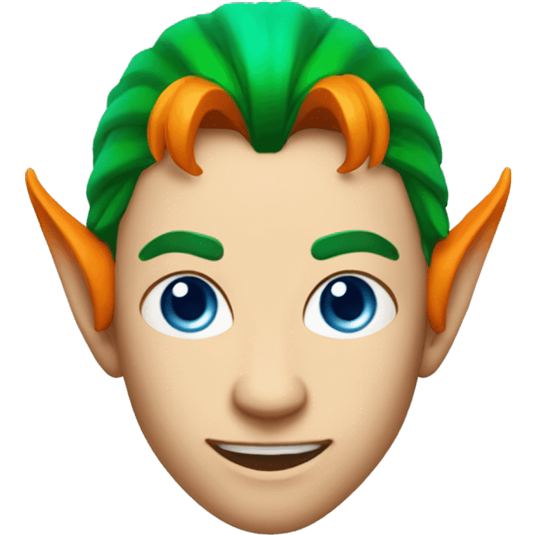 A daemon with orange hair elf’s ear and blue green eyes emoji