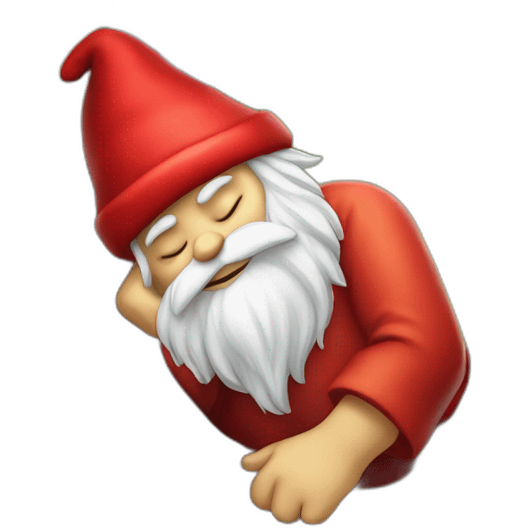 red gnome sleeping on a tree emoji