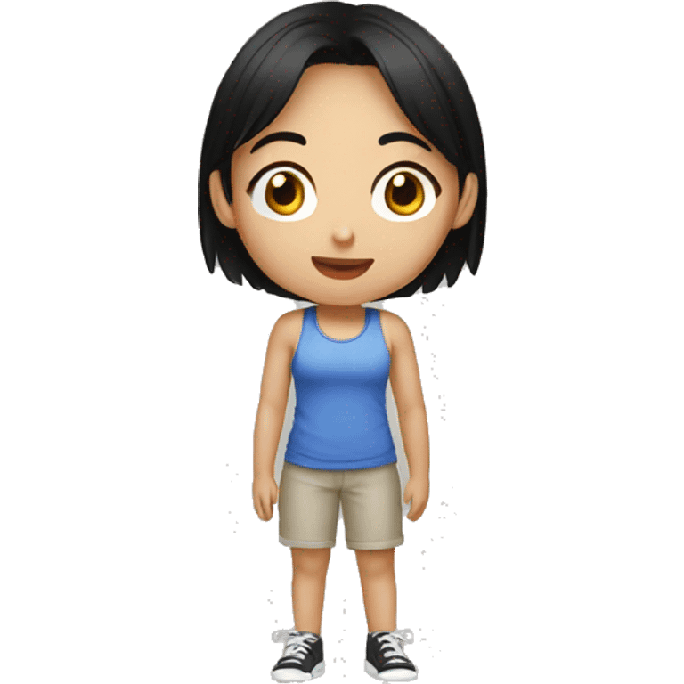 Asian girl black hair in tank top emoji