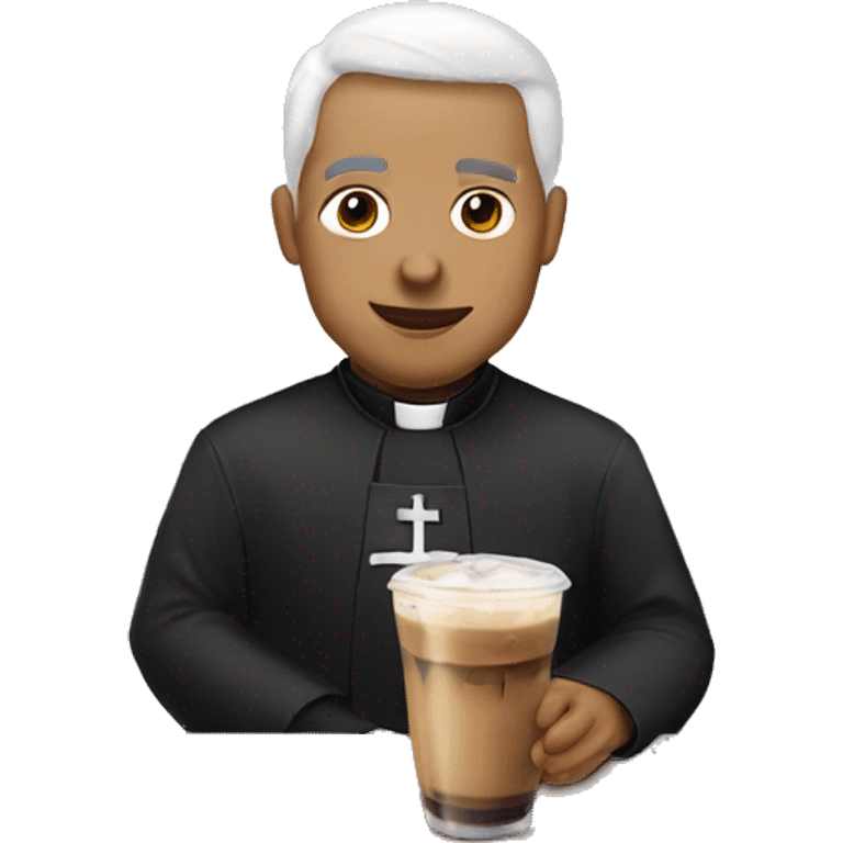 Priest drinking iced coffee emoji