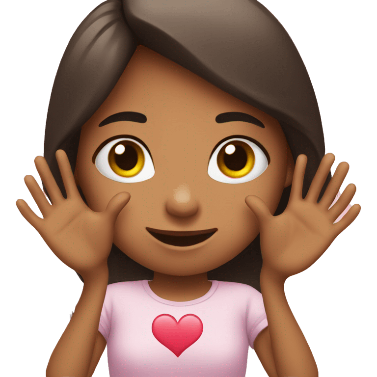 Girl doing love heart hands emoji