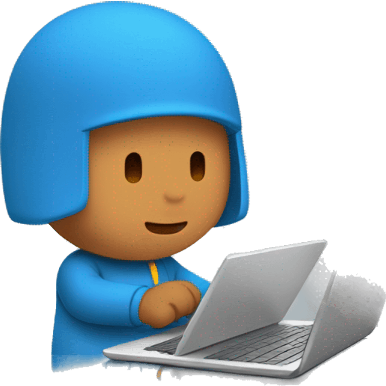 Pocoyo using internet laptop emoji