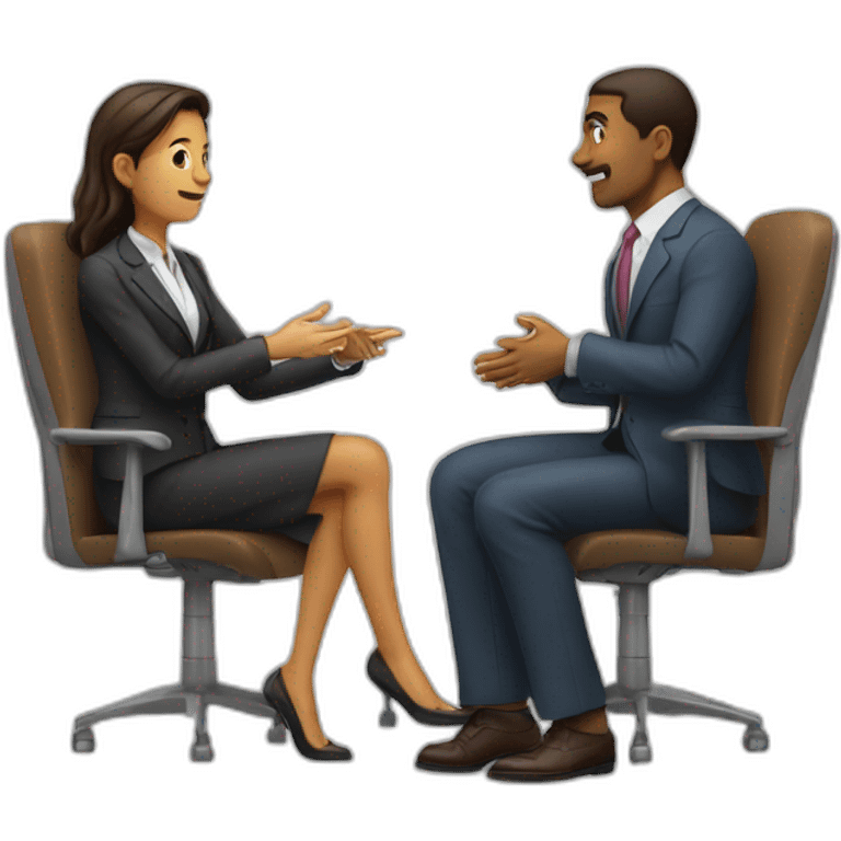 2 people talking job interview semi casual emoji