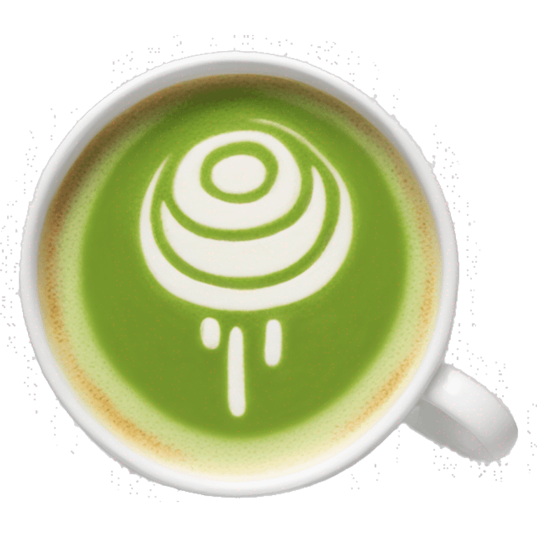 aesthetic matcha latte with traditional latte art in white mug emoji