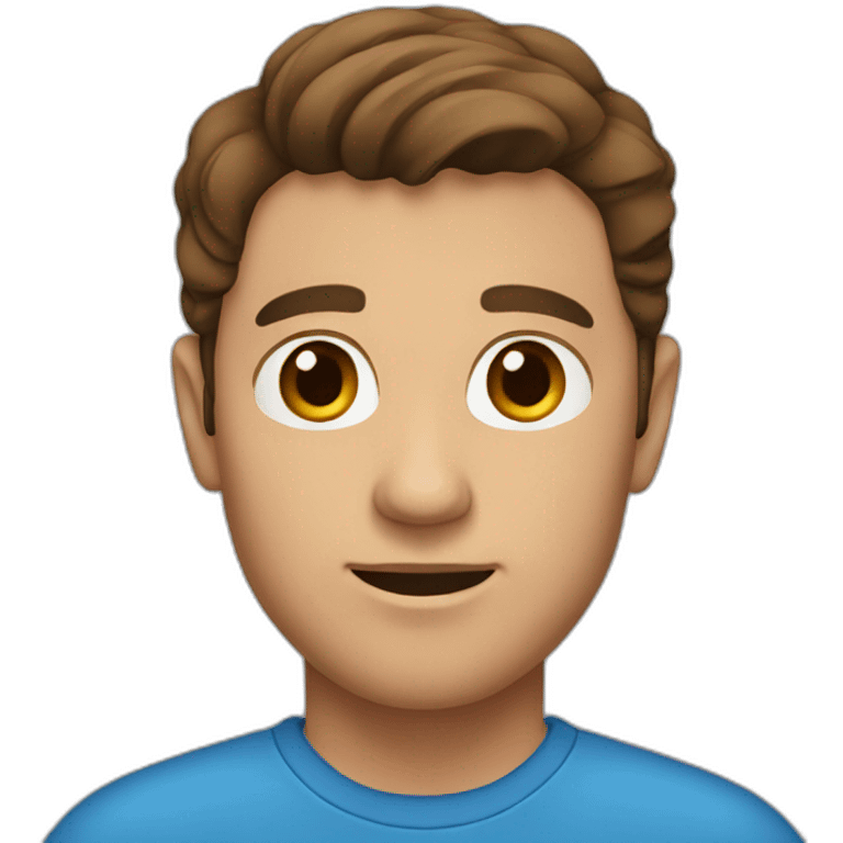 a man with brown hair, brown eyes, and a blue shirt emoji