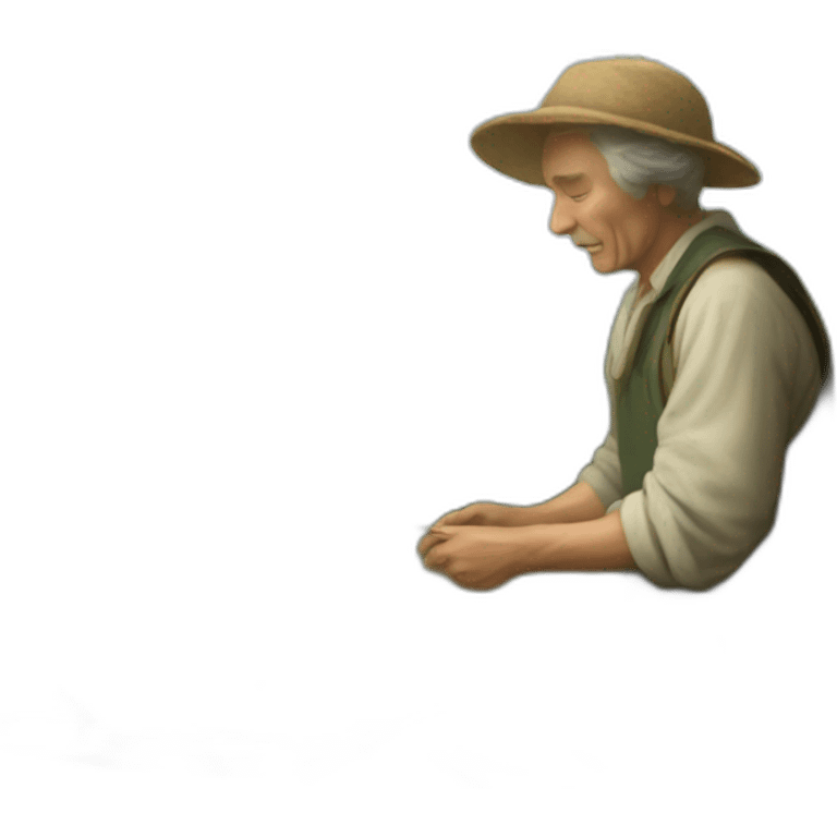 an old painter painting a beautiful landscape emoji