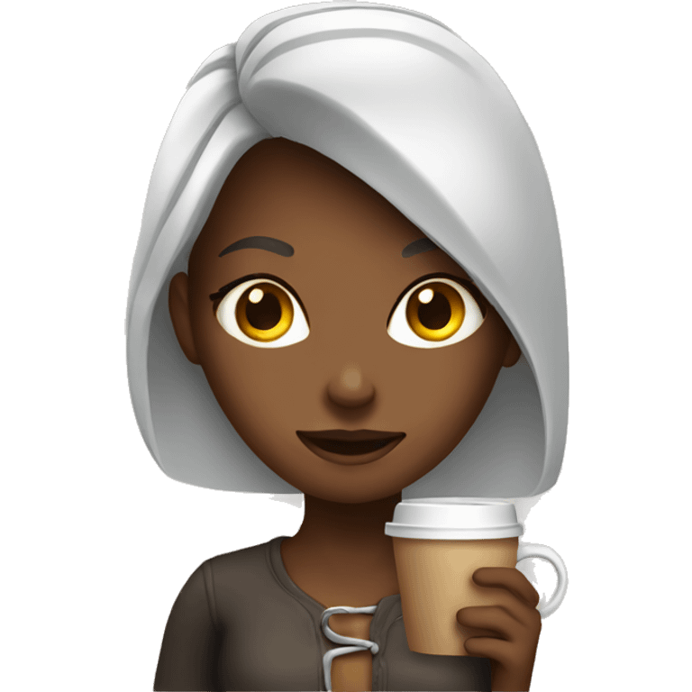 Girl whit coffee emoji