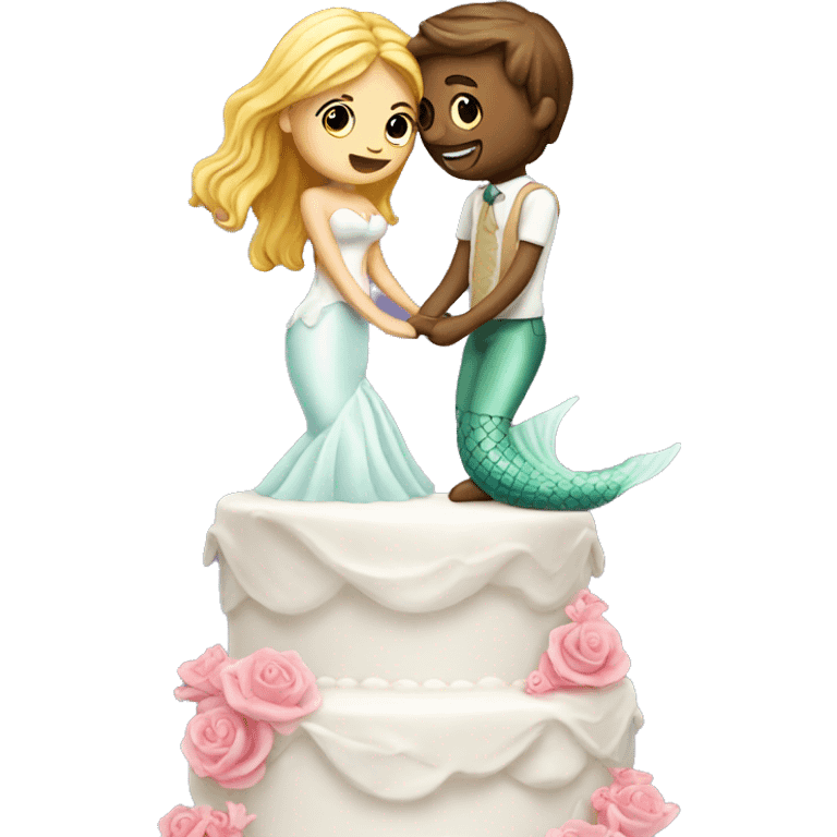 wedding cake with mermaid emoji