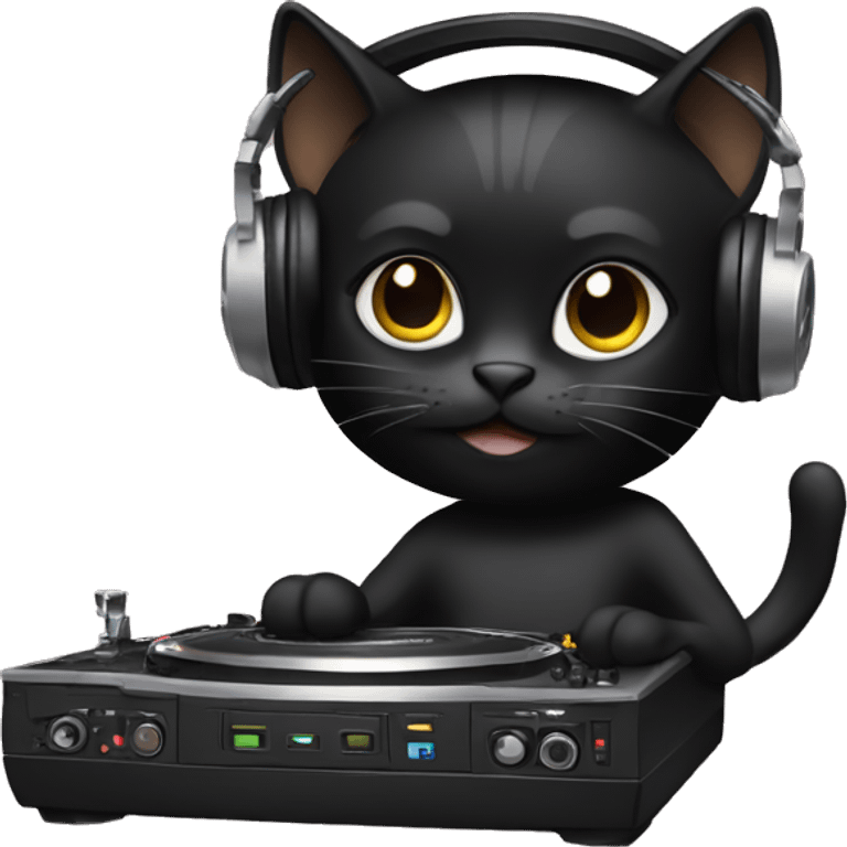 A Black cat DJ with console emoji