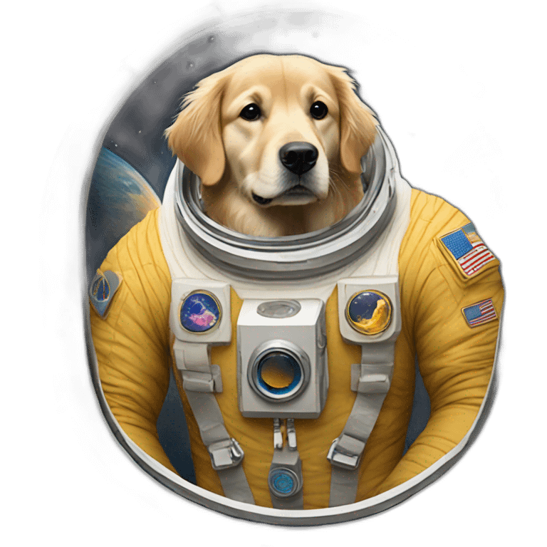 golden retriever in a spacesuite emoji