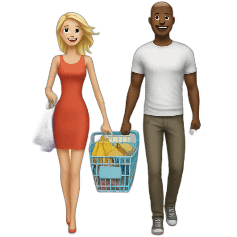 white couple shopping together emoji