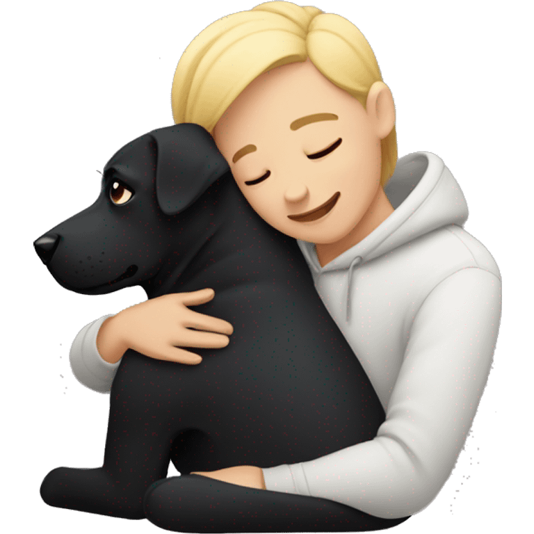 cuddling with Black dog  emoji