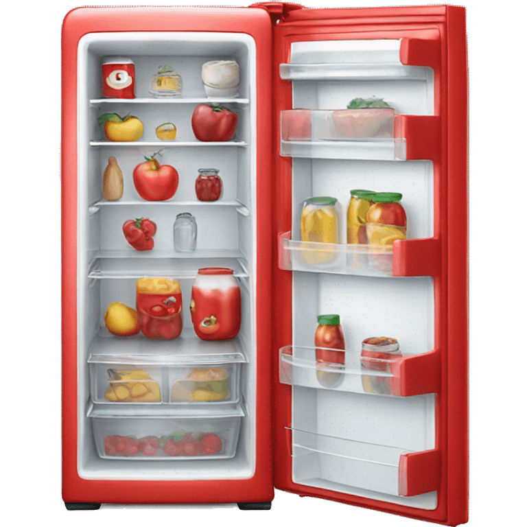 Realistic red fridge isolated. emoji