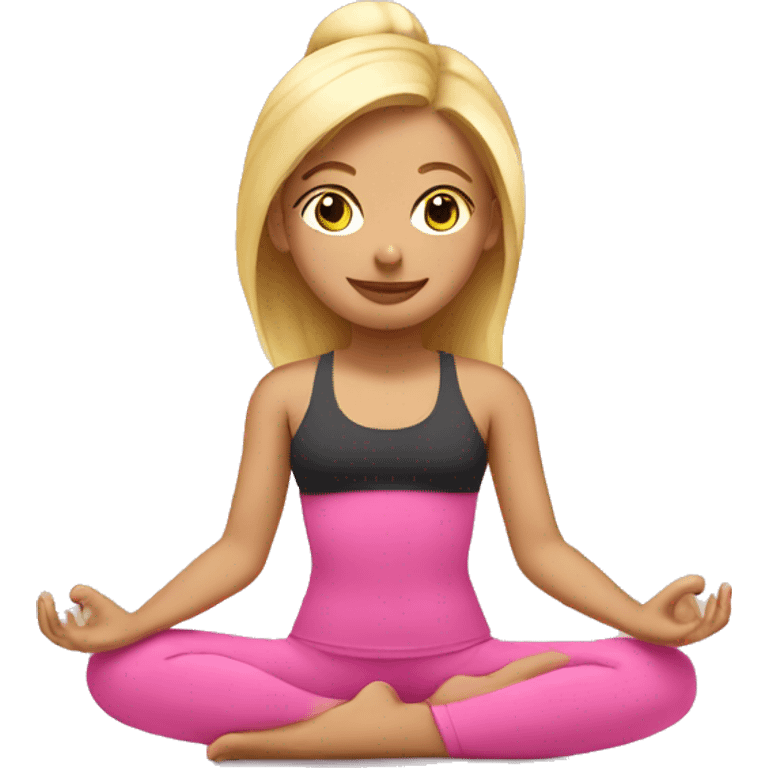 Blond yoga girl in pink clothes  emoji