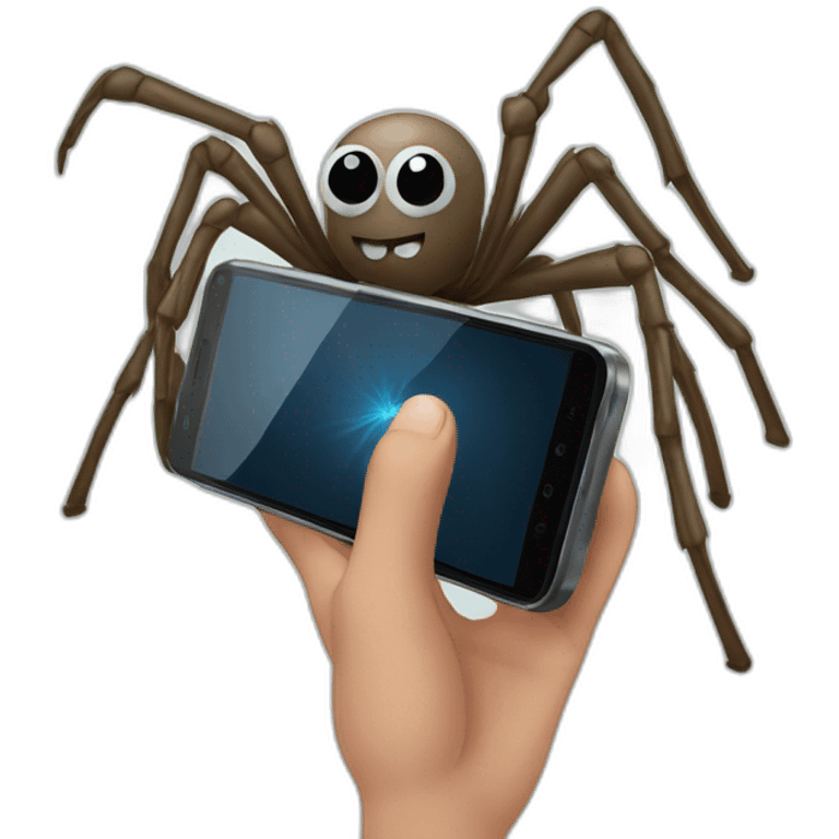 Spider in the hands of the phone emoji