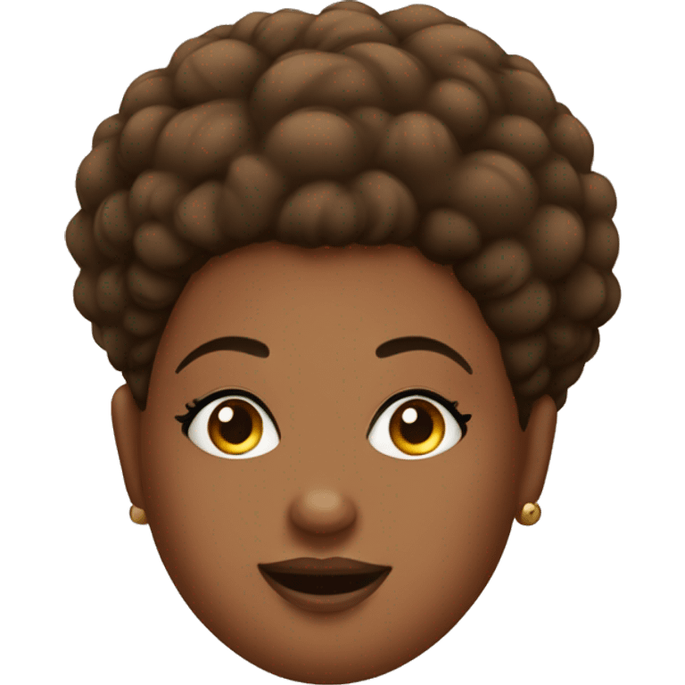 Curvy big body brown woman with Afro puff emoji