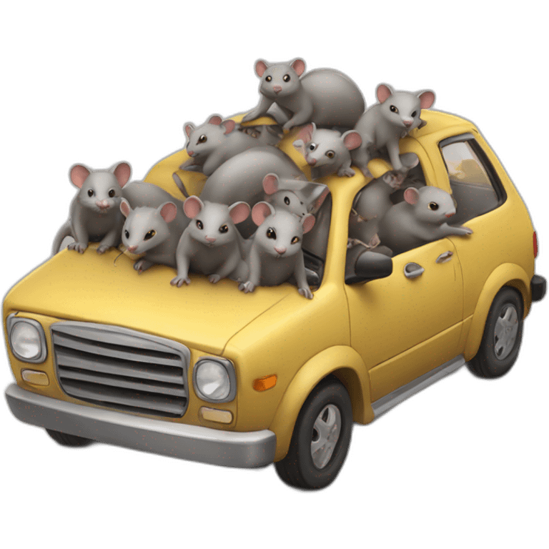 Cars with full of rats emoji