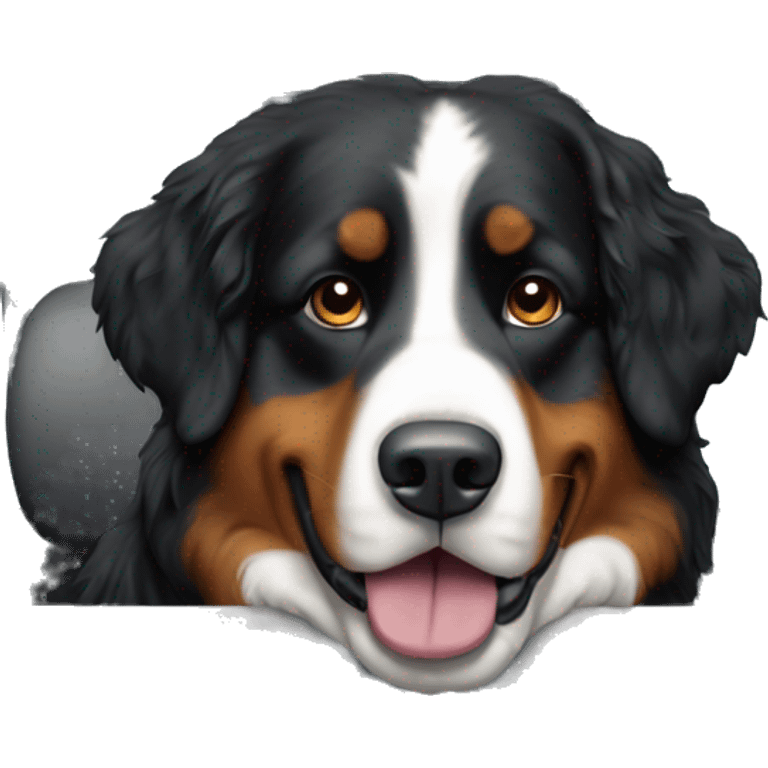 Bernese Mountain Dog on a Pickup Truck emoji